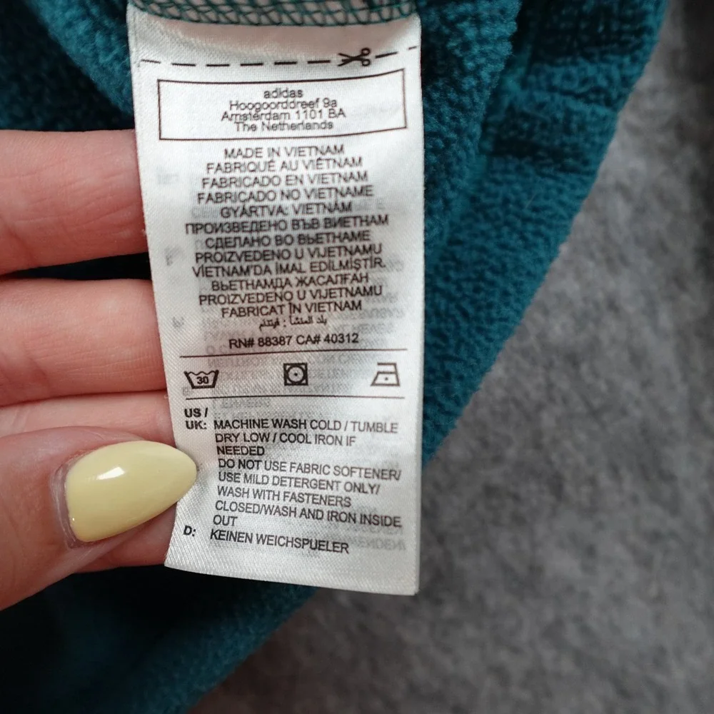 Adidas Hoodie Mens Small Teal 3‎ Stripes Teddy Fleece Hoodie Full Zip Turquois